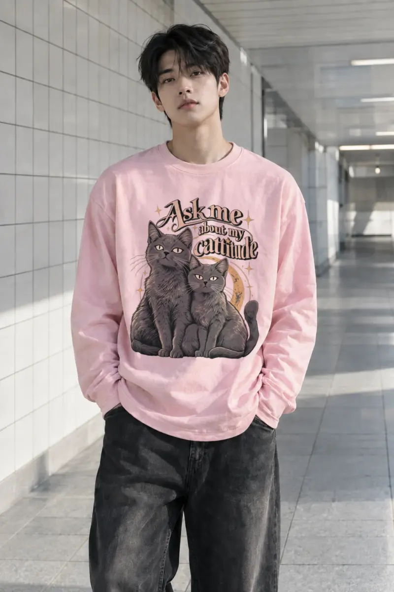 "Ask Me About My Cattitude" Unisex Longsleeve T-shirt | Gildan 2400