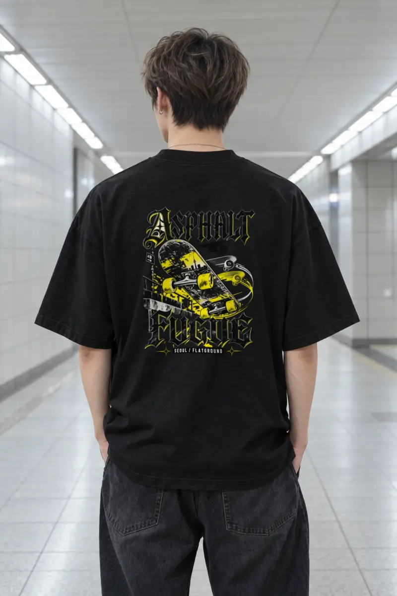 "Asphalt Fugue" Men's Oversized Heavyweight Crewneck T-Shirt