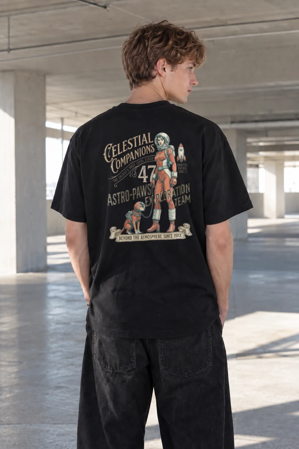 "Astro-Paws Patrol" Heavyweight Unisex Crewneck T-shirt | Gildan 5000