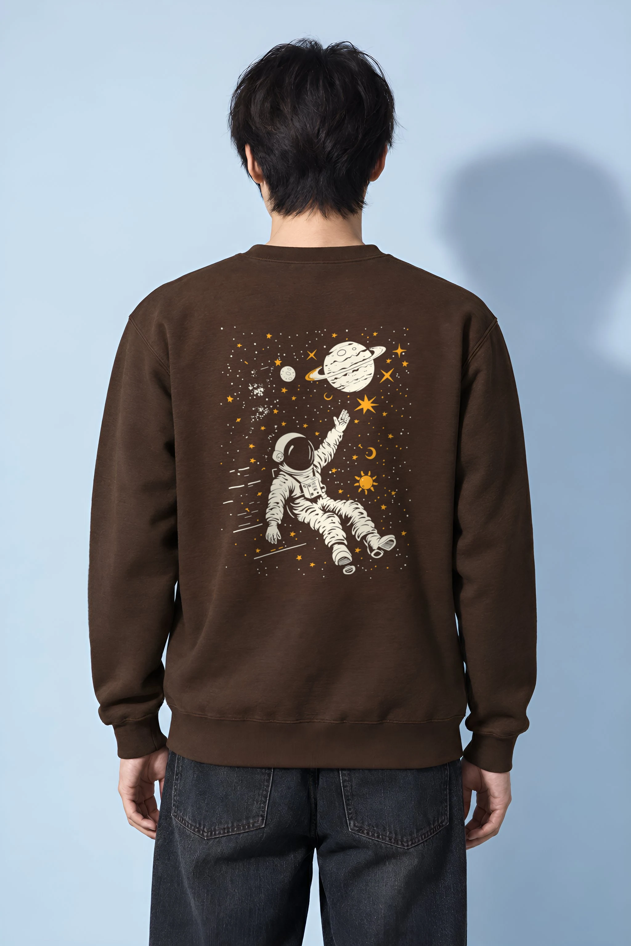 "Astronaut Among Stars" Heavy Blend Unisex Crewneck Sweatshirt