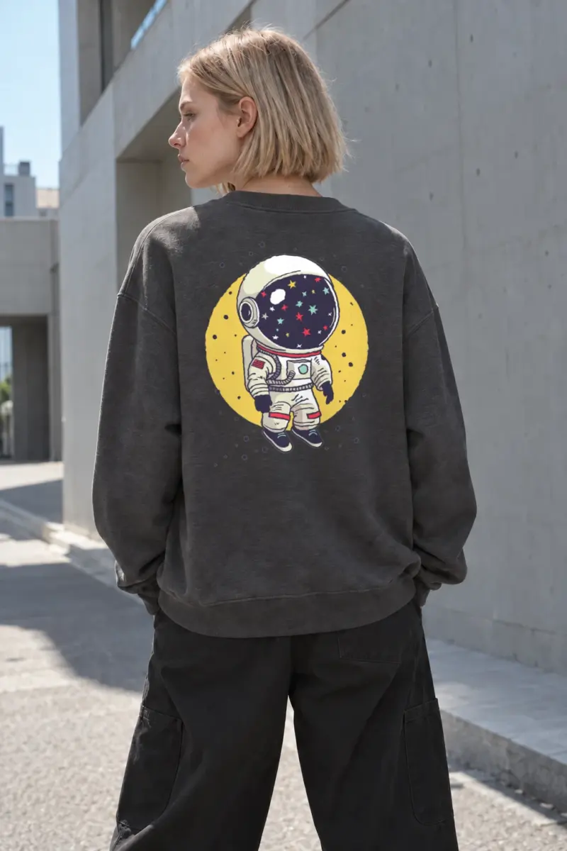 "Astronaut Catching Stars" Heavy Blend Unisex Crewneck Sweatshirt | Gildan 18000
