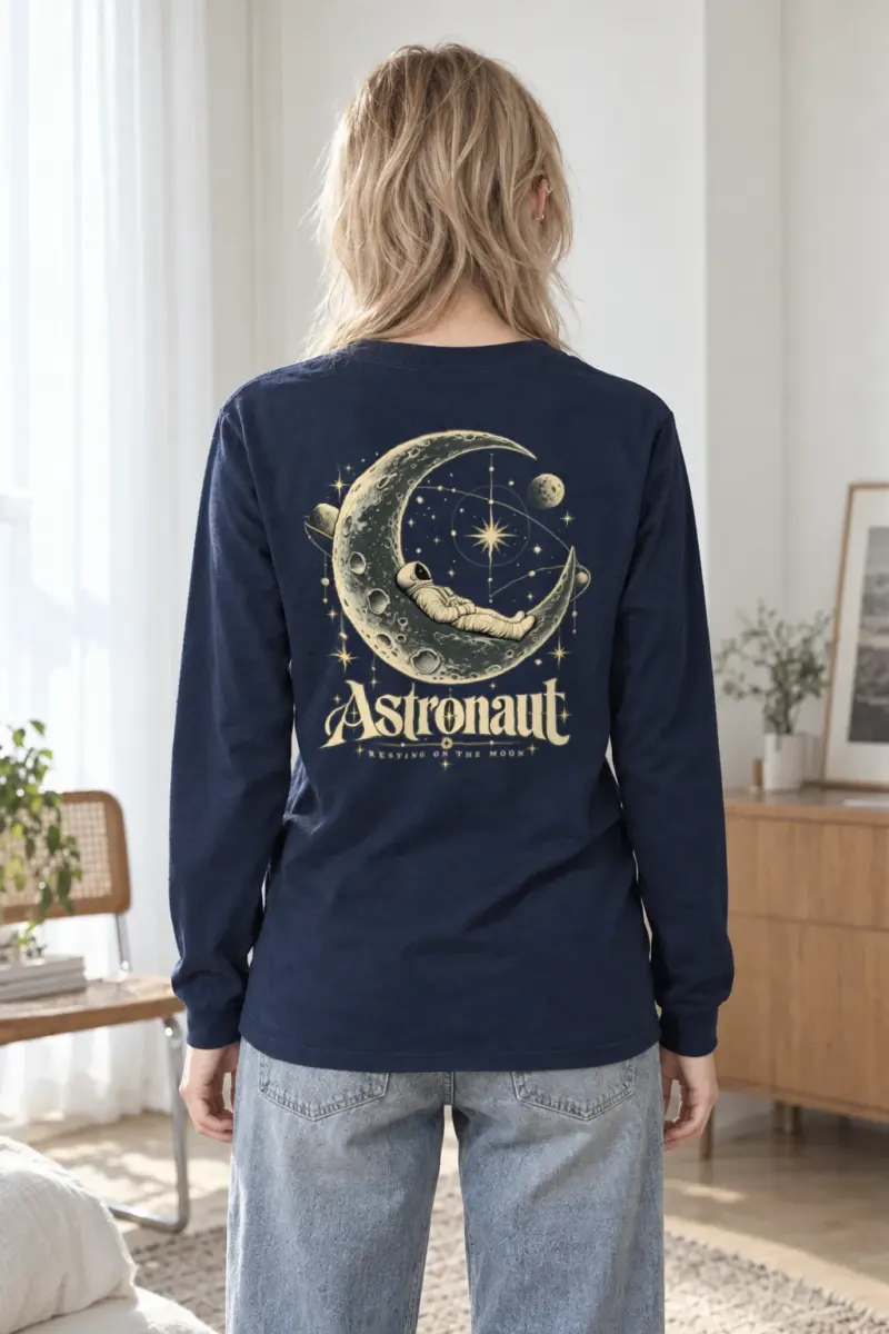 "Astronaut Resting Moon" Unisex Longsleeve T-shirt