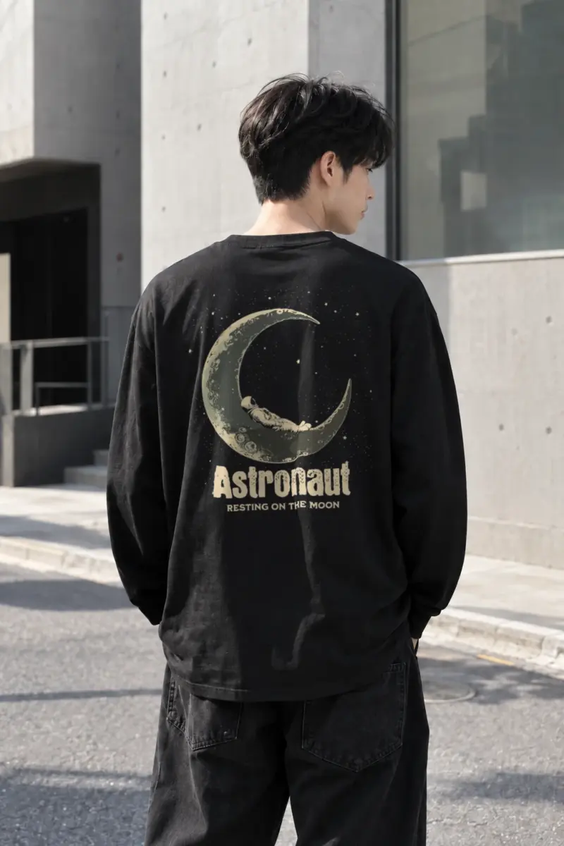 “Astronaut Resting Moon” Unisex Longsleeve T-shirt | Gildan 2400