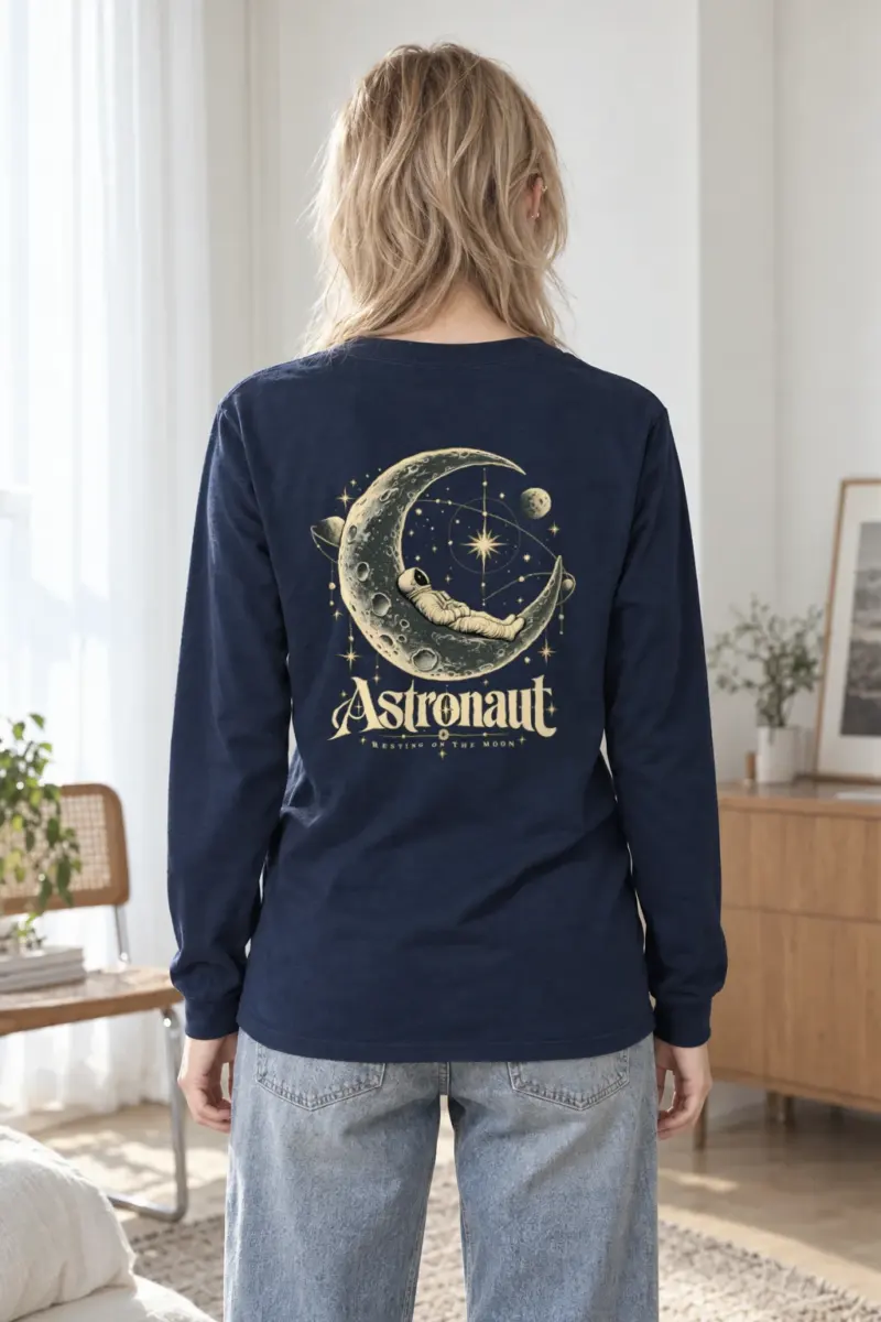 "Astronaut Resting Moon" Unisex Longsleeve T-shirt