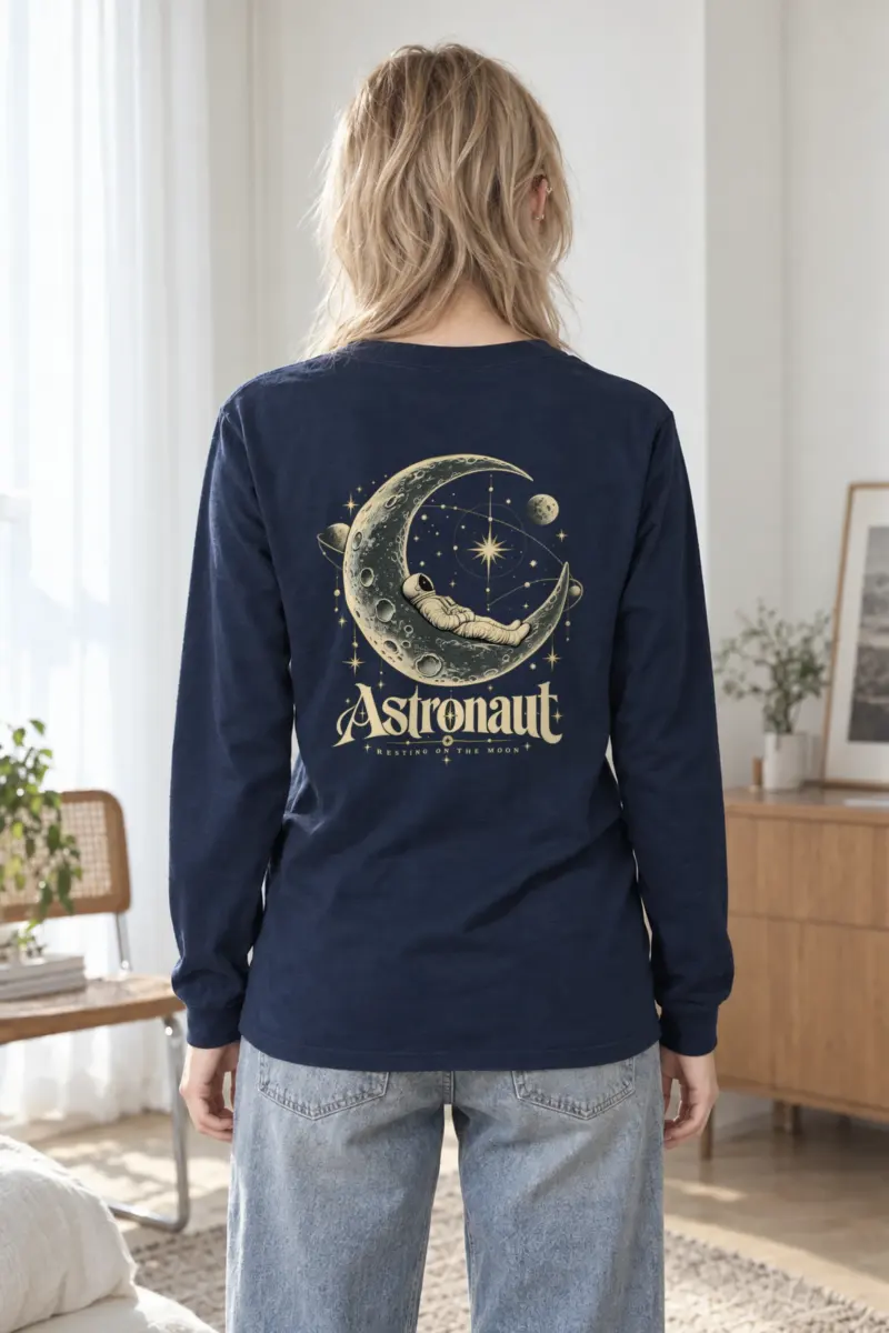 "Astronaut Resting Moon" Unisex Longsleeve T-shirt