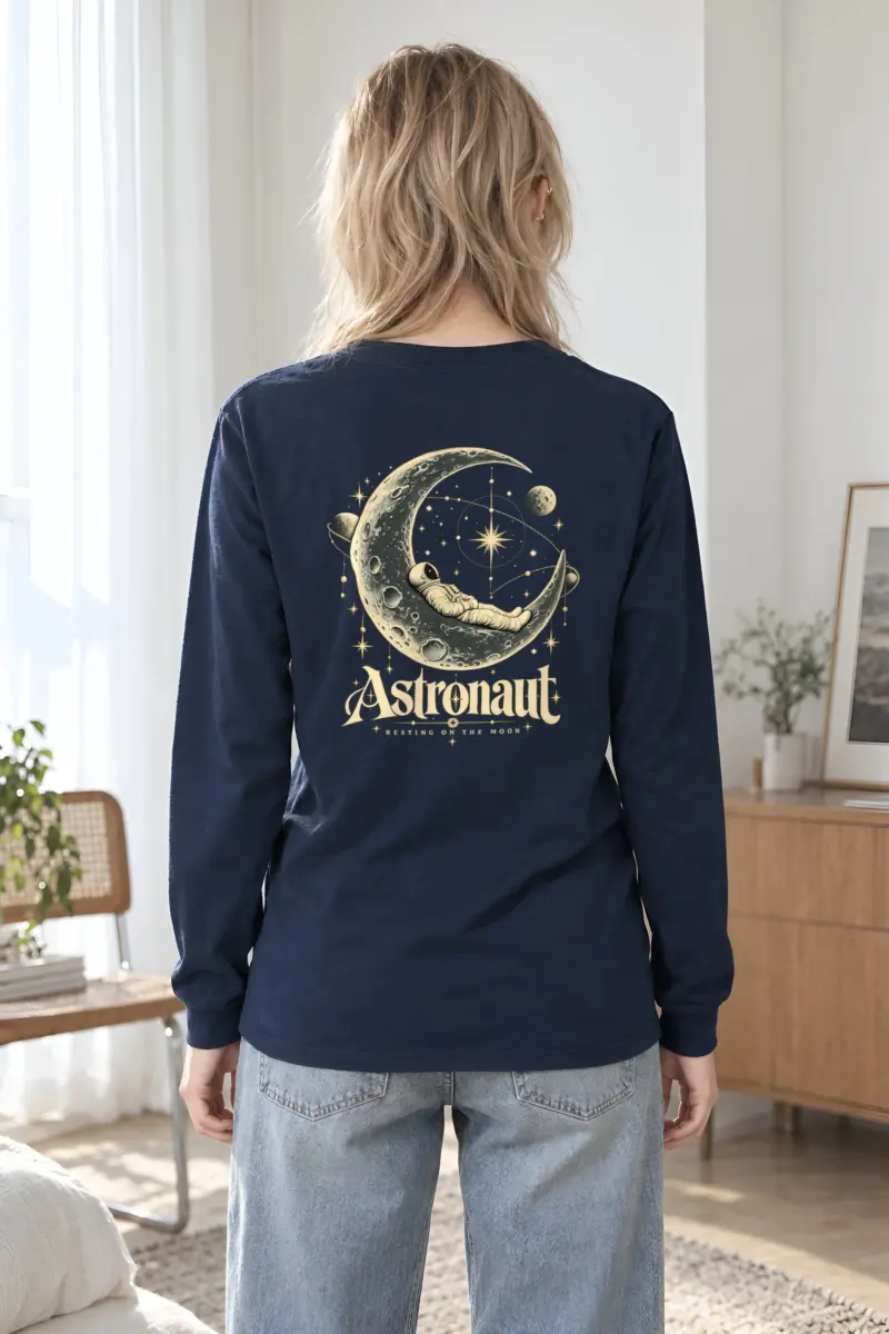 "Astronaut Resting Moon" Unisex Longsleeve T-shirt