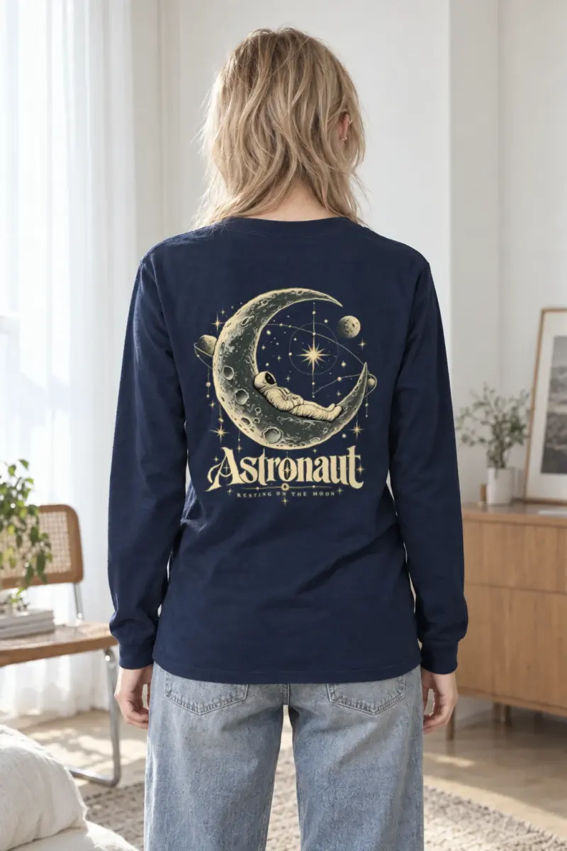 "Astronaut Resting Moon" Unisex Longsleeve T-shirt