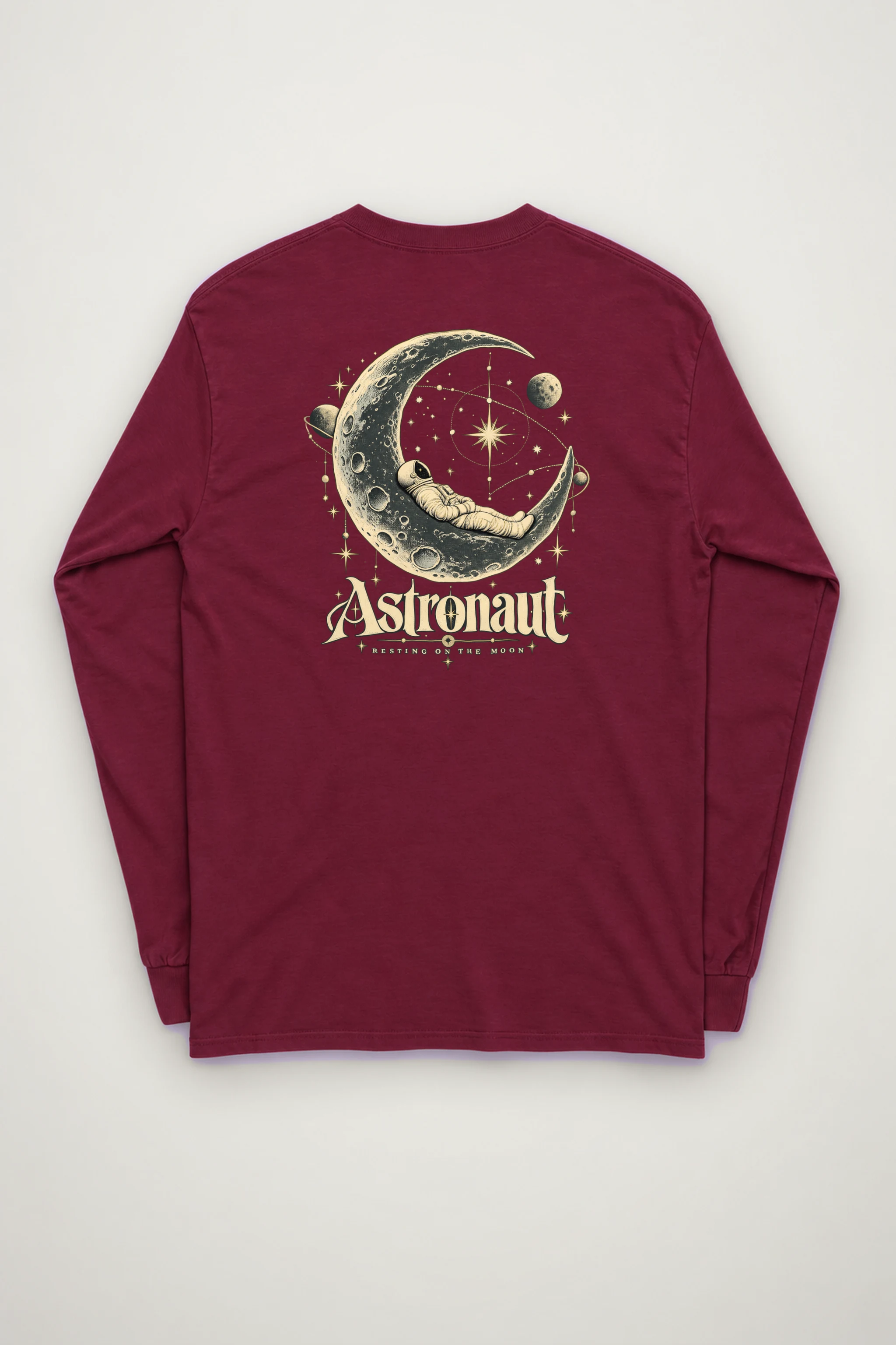 "Astronaut Resting Moon" Unisex Longsleeve T-shirt