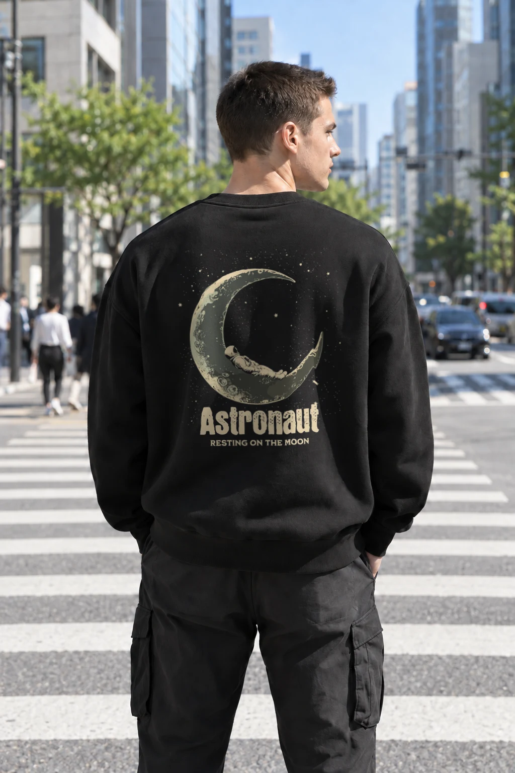 "Astronaut Resting On The Moon" Heavy Blend Unisex Crewneck Sweatshirt | Gildan 18000