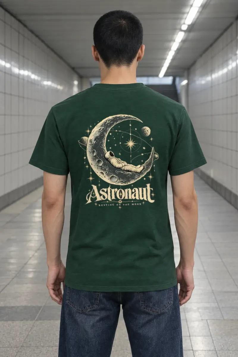 "Astronaut Resting On The Moon" Heavyweight Unisex Crewneck T-shirt | Gildan 5000