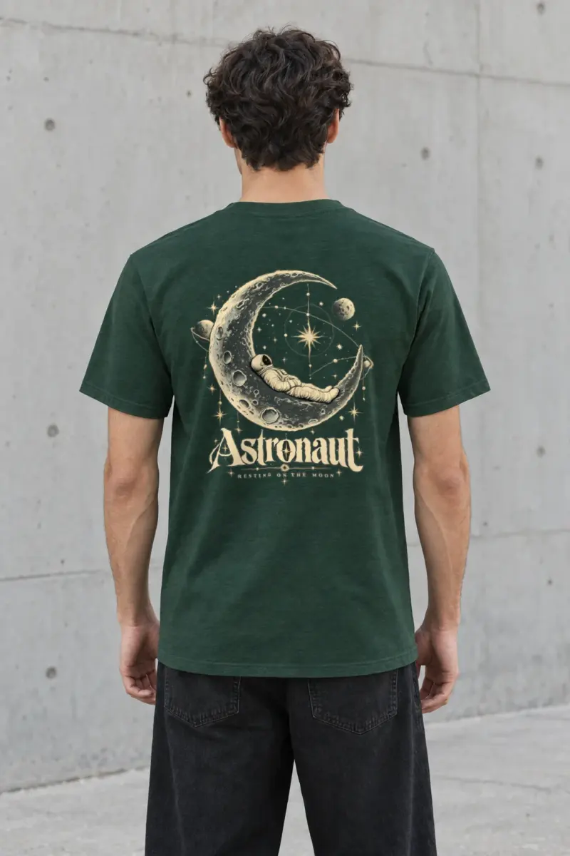 "Astronaut Resting On The Moon" Heavyweight Unisex Crewneck T-shirt | Gildan 5000