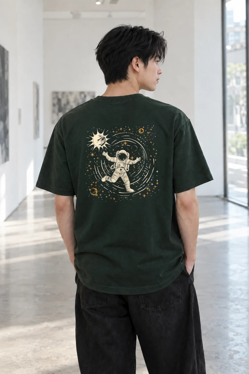 "Astronaut Star Cache" Heavyweight Unisex Crewneck T-shirt | Gildan 5000
