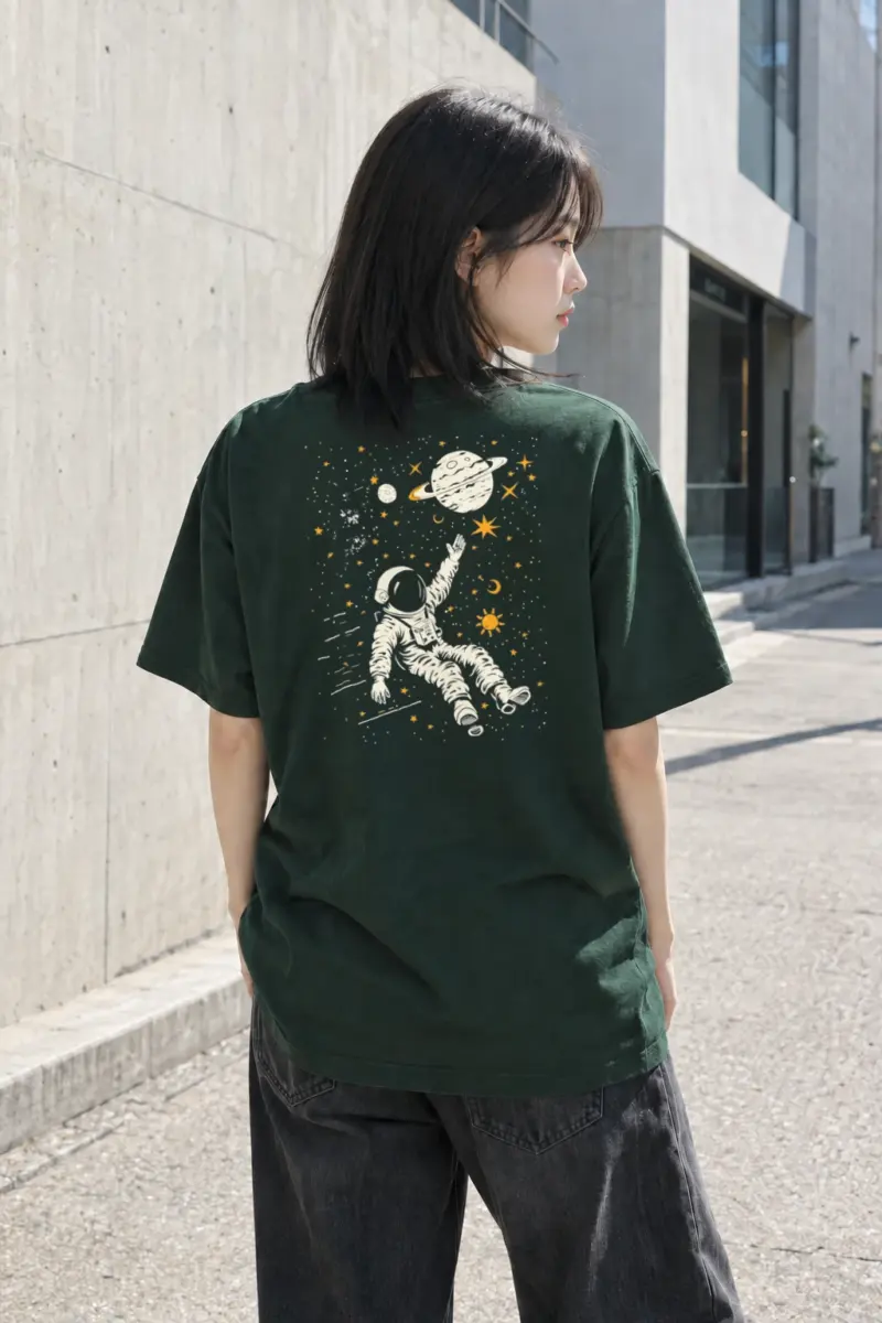 "Astronaut Star Drift" Heavyweight Unisex Crewneck T-shirt | Gildan 5000