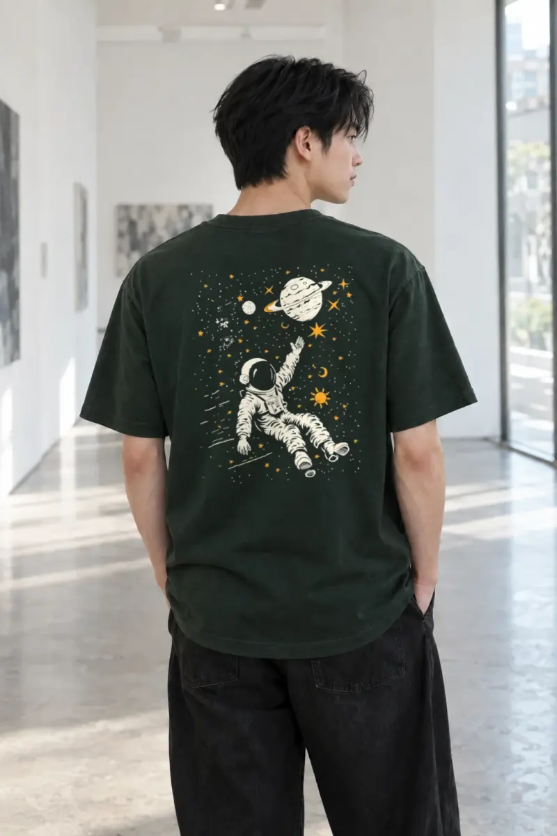 "Astronaut Star Drift" Heavyweight Unisex Crewneck T-shirt | Gildan 5000