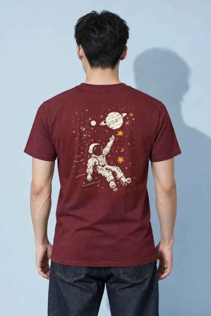 "Astronaut Star Drift" Heavyweight Unisex Crewneck T-shirt
