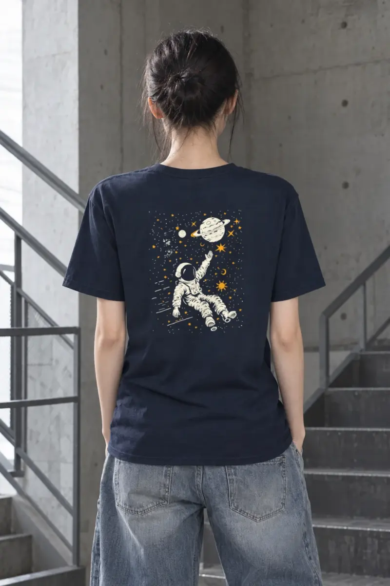 "Astronaut Star Drift" Heavyweight Unisex Crewneck T-shirt