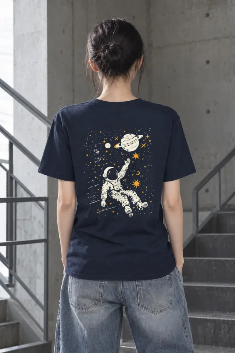 "Astronaut Star Drift" Heavyweight Unisex Crewneck T-shirt