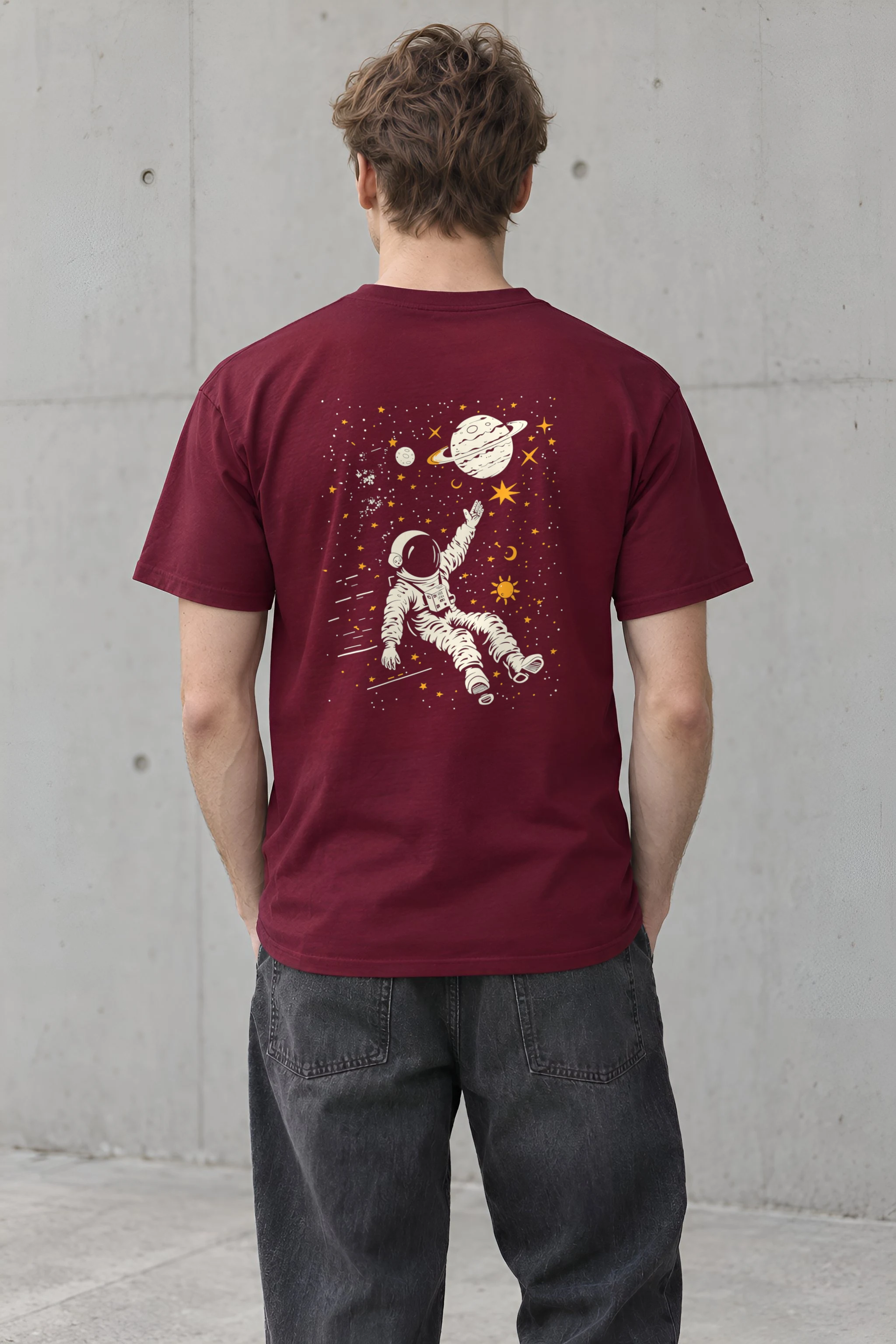 "Astronaut Star Drift" Heavyweight Unisex Crewneck T-shirt