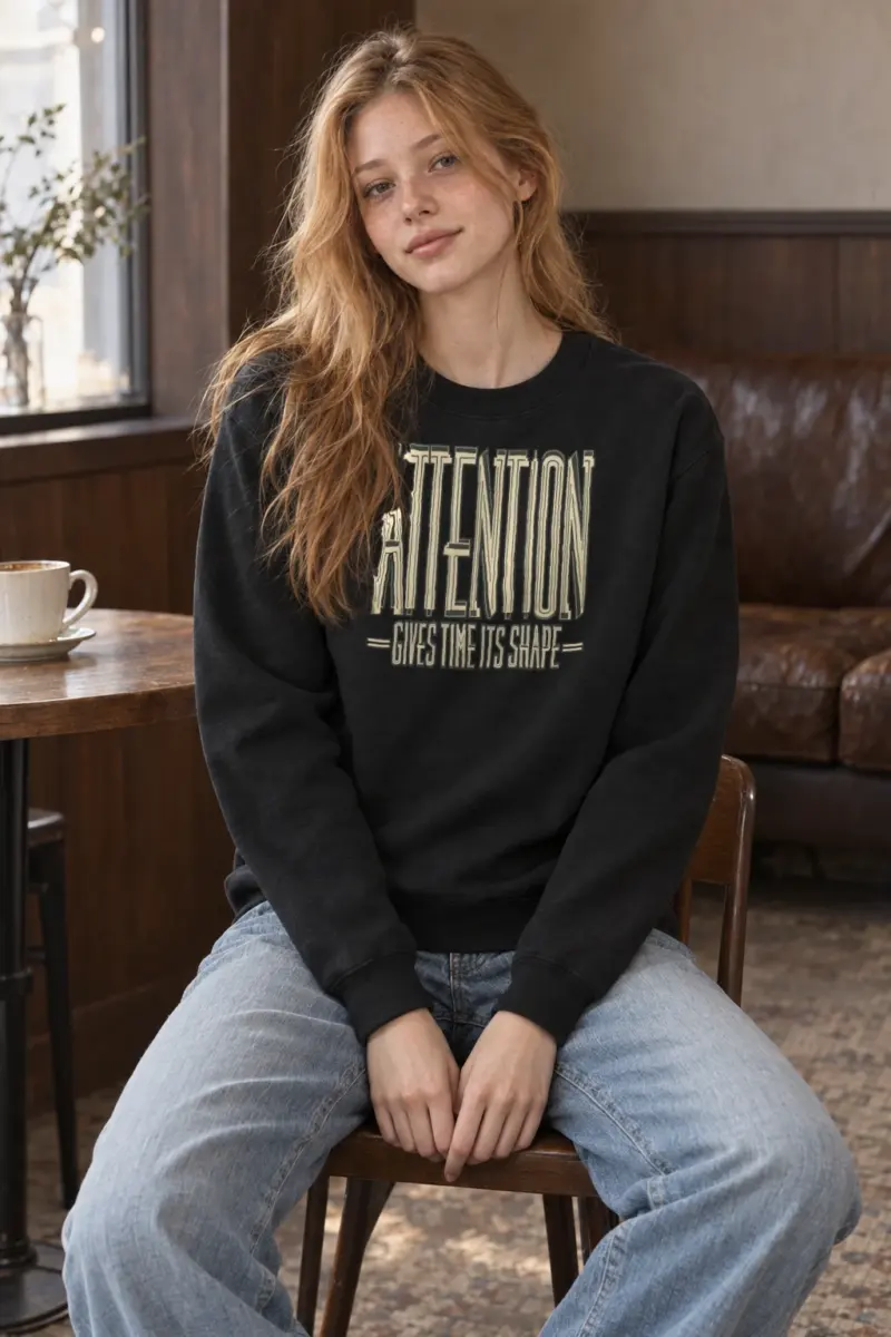 “Attention Gives Time Its Shape” Heavy Blend Unisex Crewneck Sweatshirt