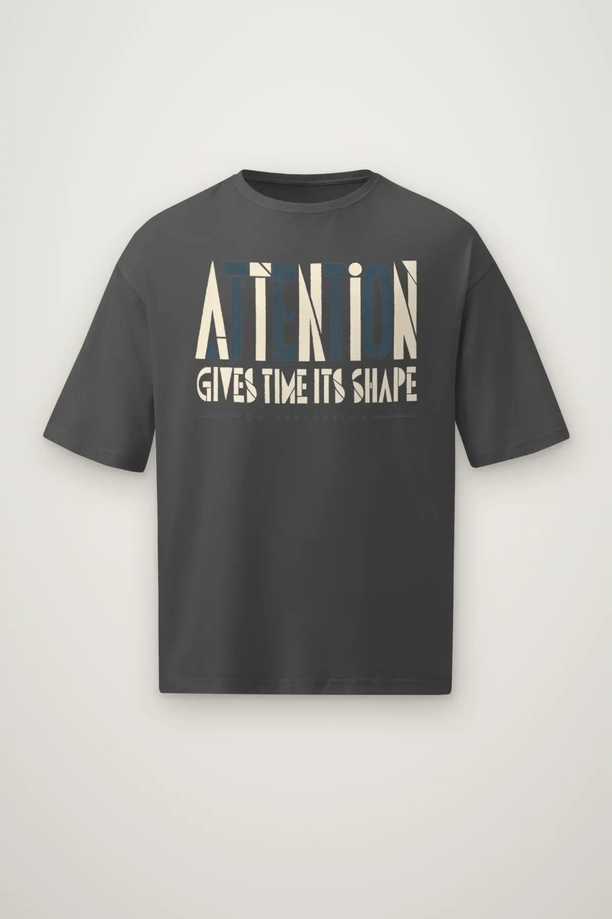 "Attention Gives Time" Men's Oversized Heavyweight Crewneck T-Shirt