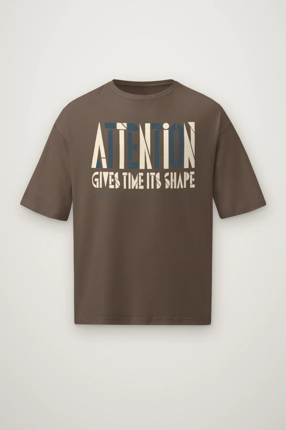 "Attention Gives Time" Men's Oversized Heavyweight Crewneck T-Shirt