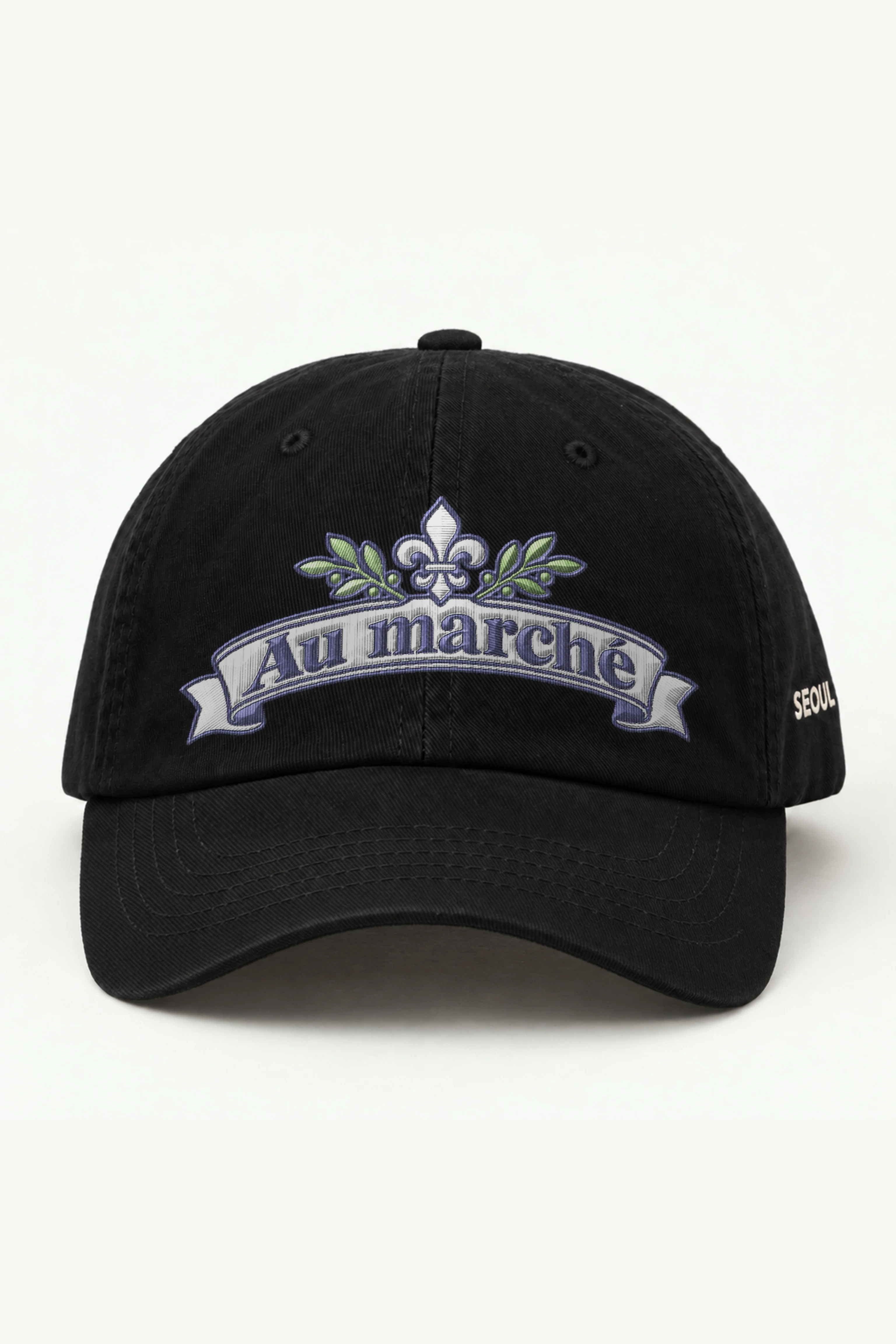 "Au Marché Emblem" Classic Dad Hat · Embroidered — black/cap-front