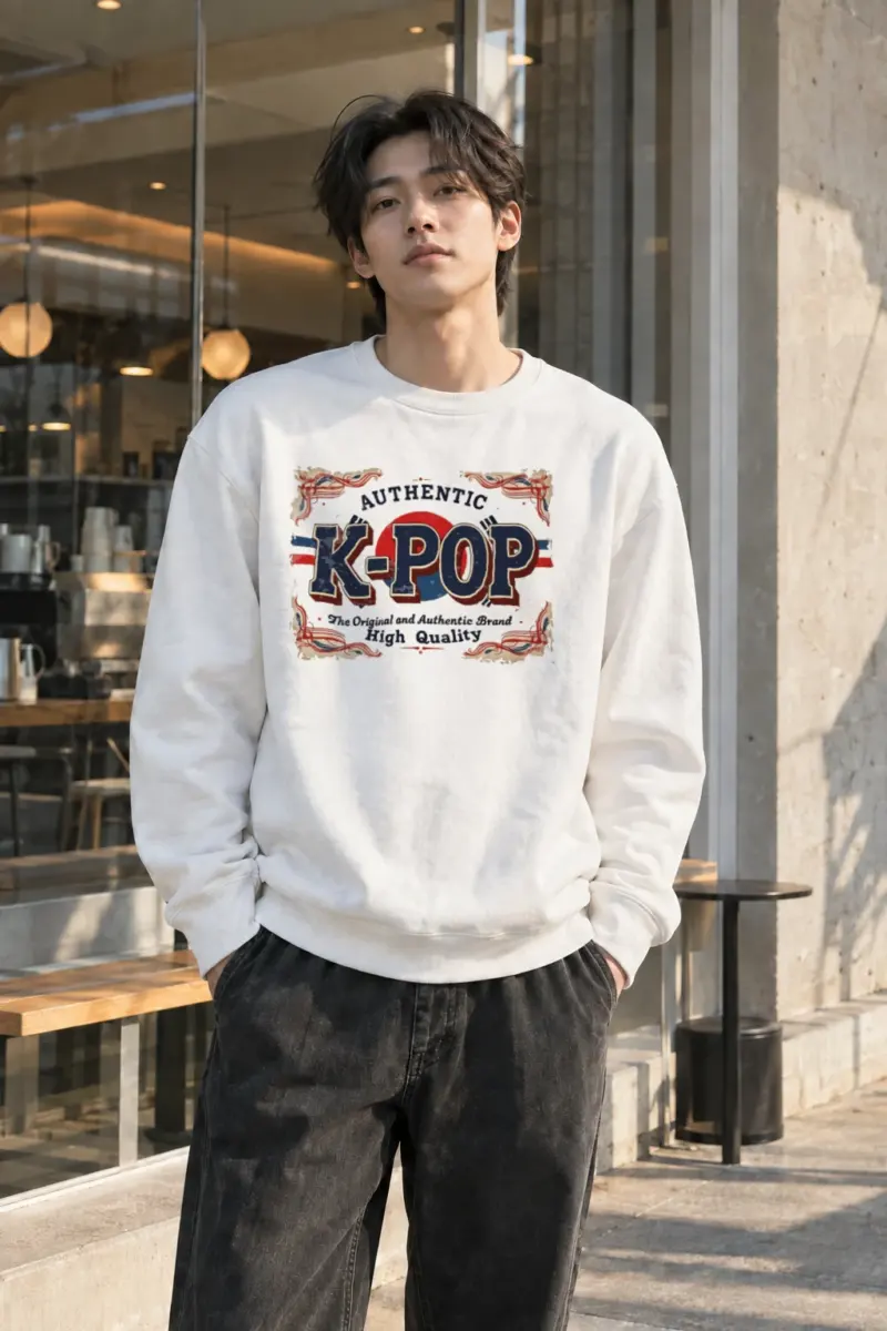 “Authentic K-Pop” Heavy Blend Unisex Crewneck Sweatshirt | Gildan 18000