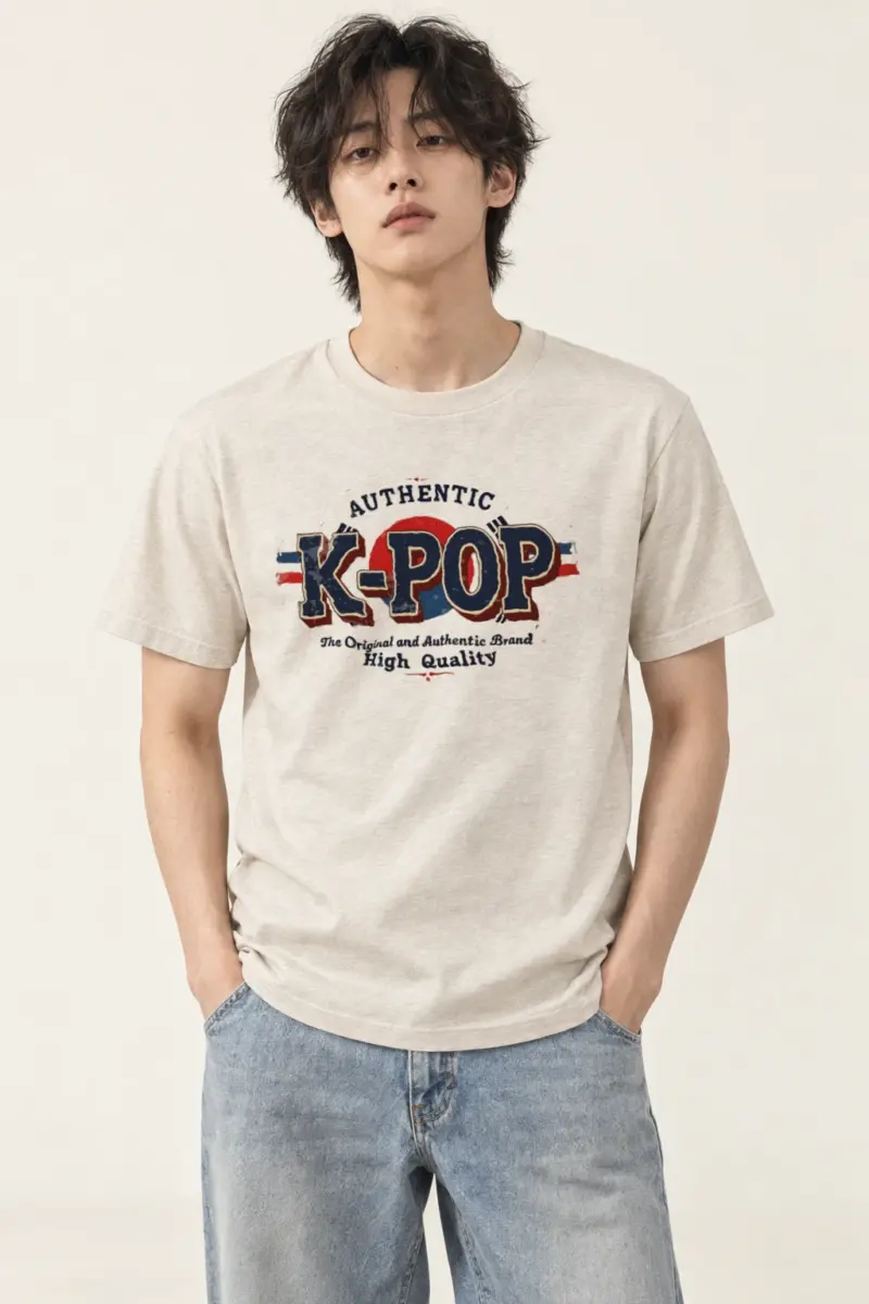 "Authentic K-Pop" Heavyweight Unisex Crewneck T-shirt | Gildan 5000