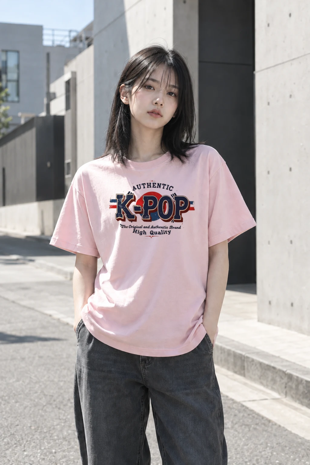"Authentic K-Pop" Heavyweight Unisex Crewneck T-shirt | Gildan 5000