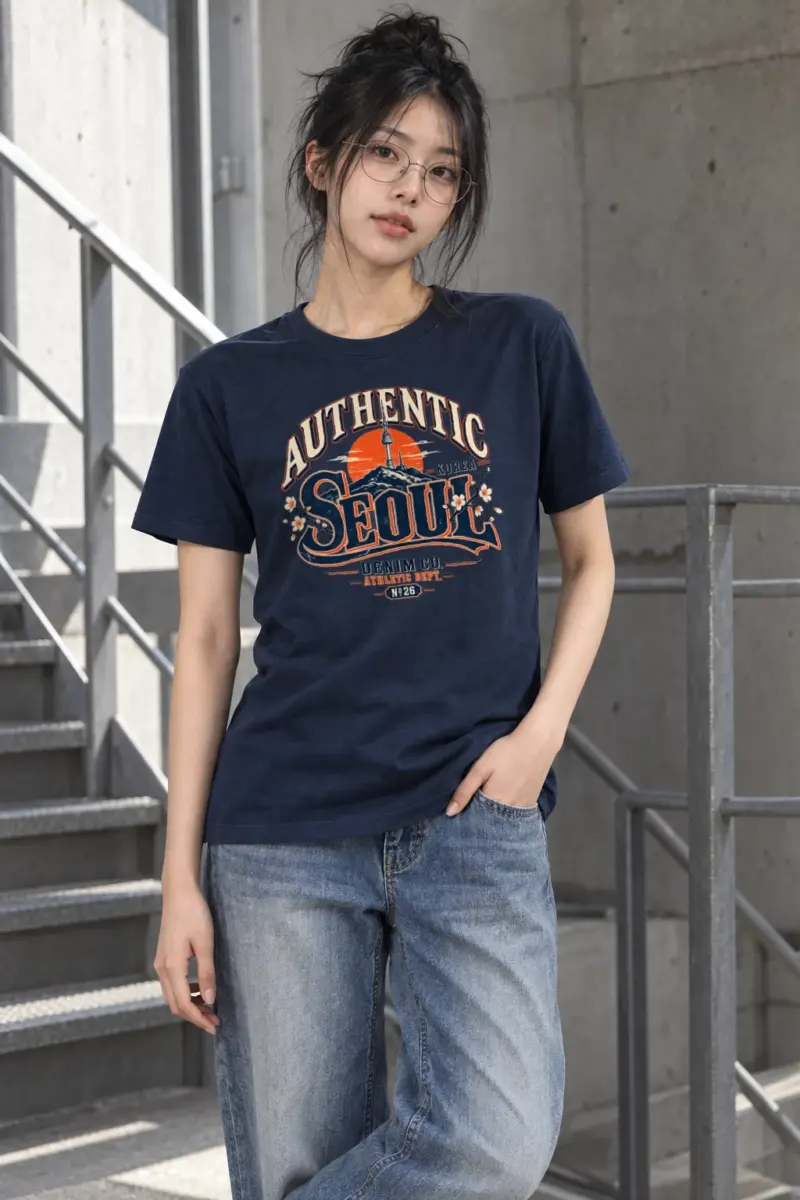 "Authentic Seoul Denim Co." Heavyweight Unisex Crewneck T-shirt