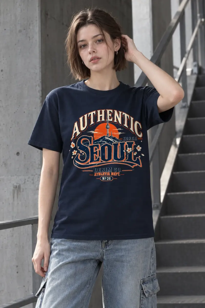 "Authentic Seoul Denim Co." Heavyweight Unisex Crewneck T-shirt