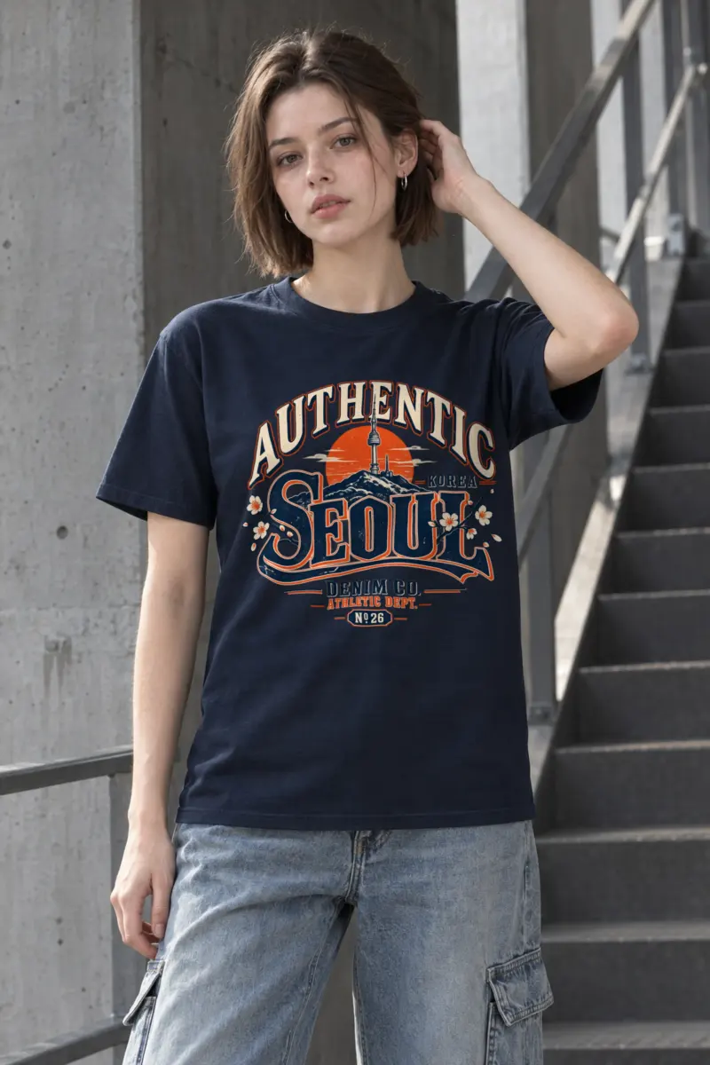 "Authentic Seoul Denim Co." Heavyweight Unisex Crewneck T-shirt