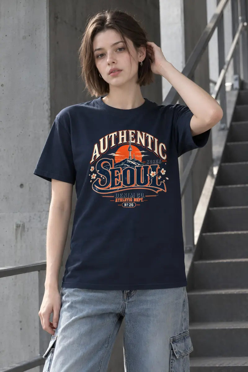 "Authentic Seoul Denim Co." Heavyweight Unisex Crewneck T-shirt