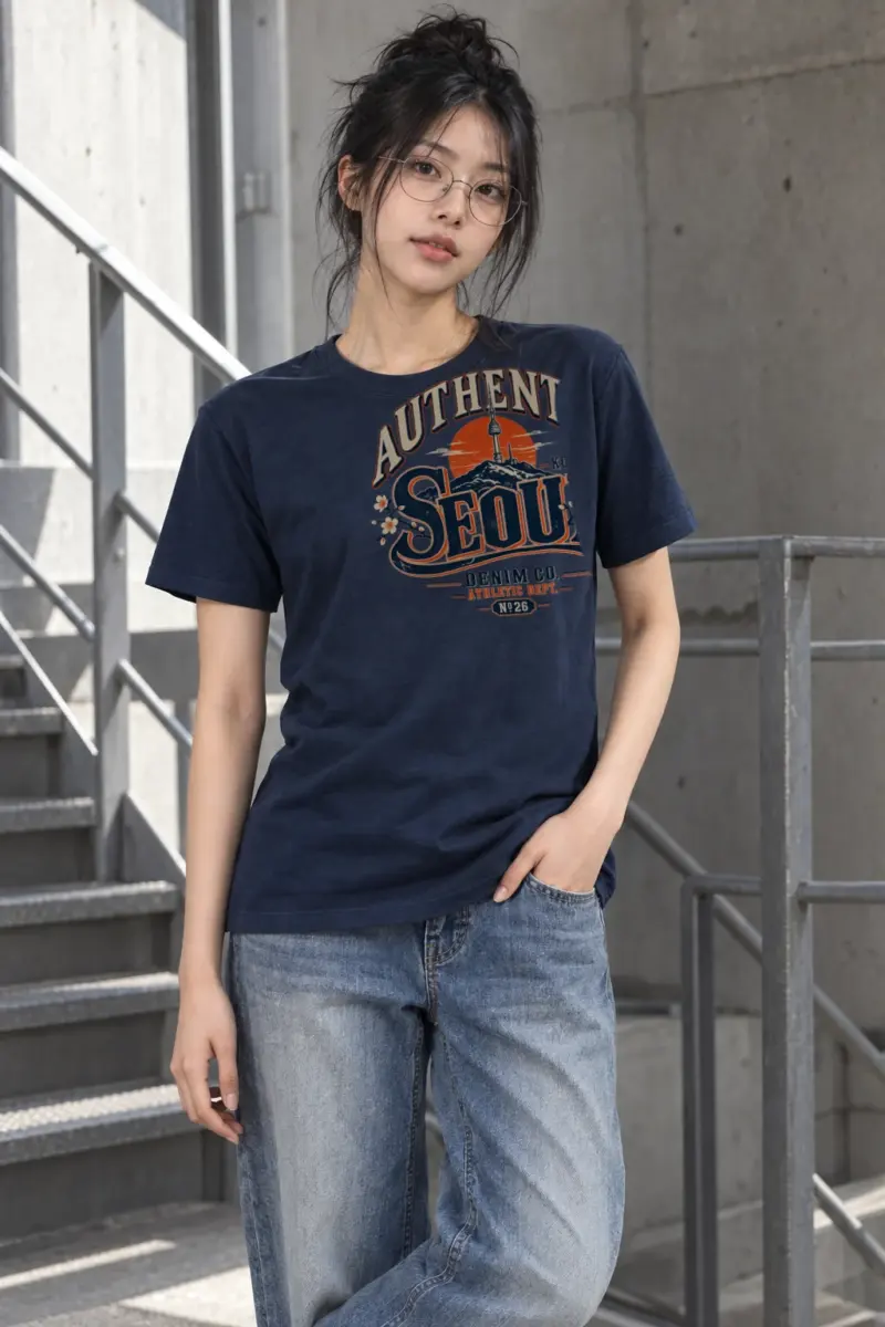 "Authentic Seoul Denim Co." Heavyweight Unisex Crewneck T-shirt