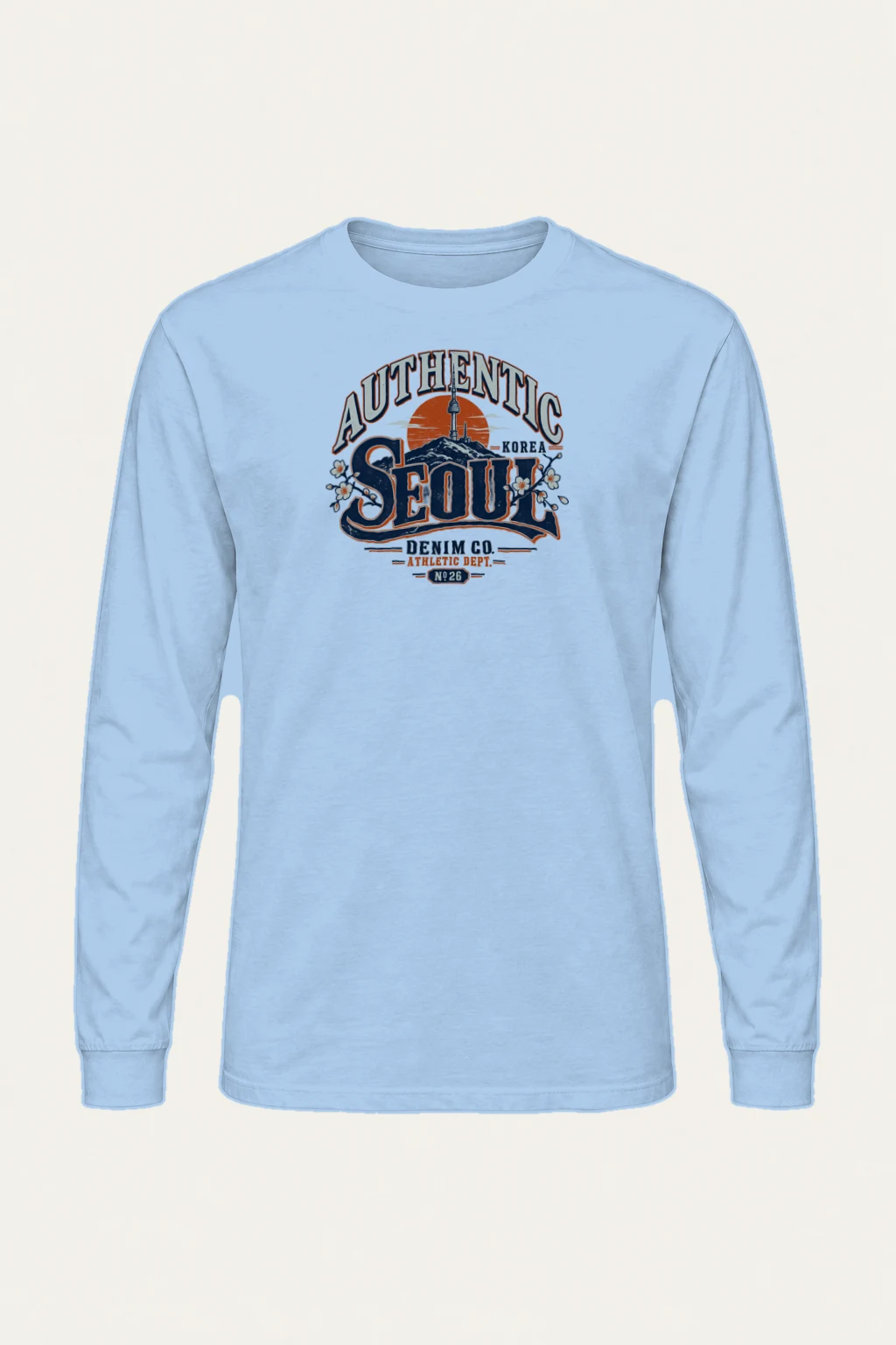 "Authentic Seoul Denim" Unisex Longsleeve T-shirt | Gildan 2400