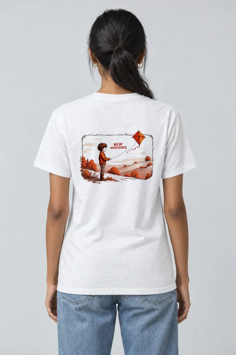 "Autumn Kite Flight" Heavyweight Unisex Crewneck T-shirt | Gildan 5000