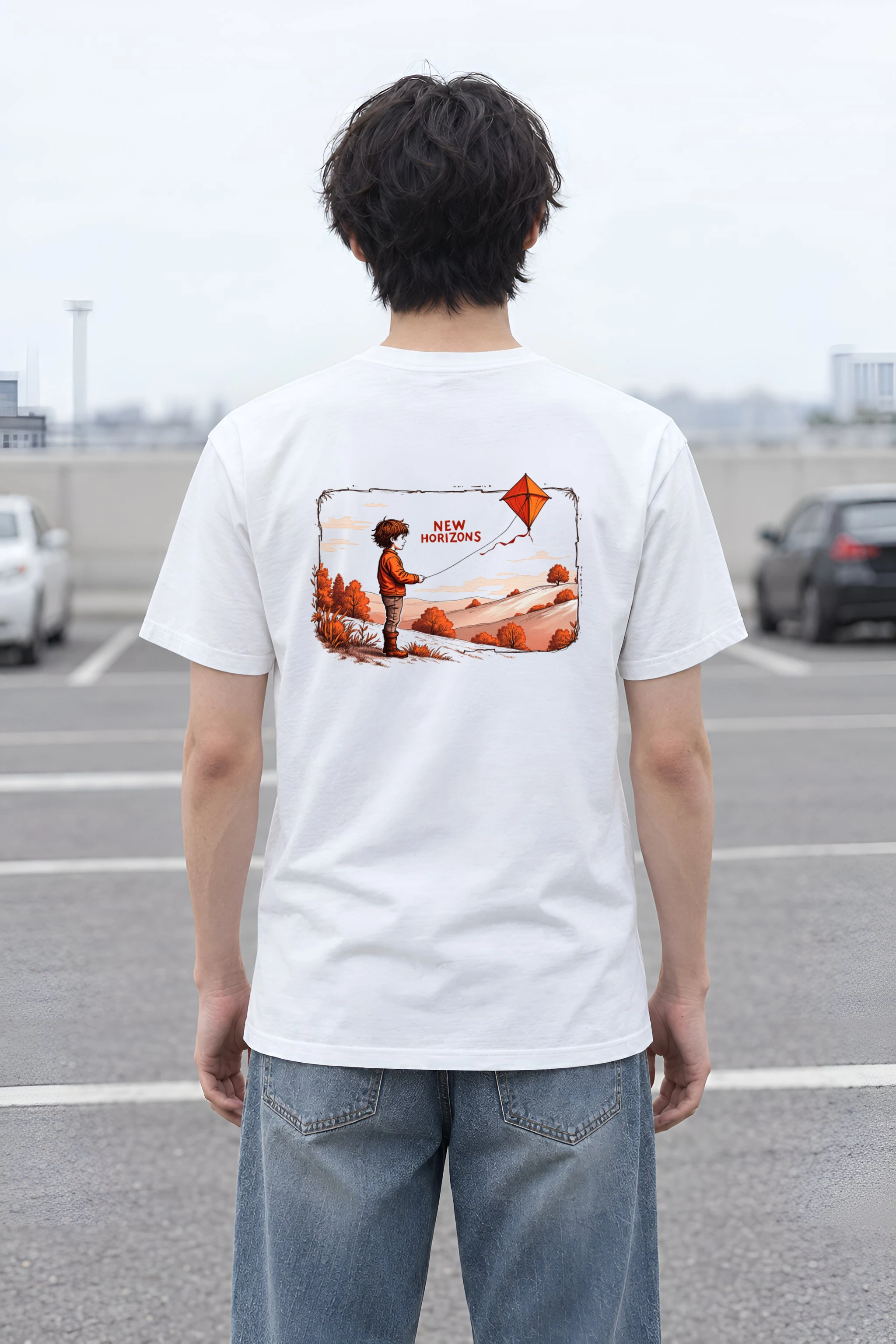 "Autumn Kite Flight" Heavyweight Unisex Crewneck T-shirt