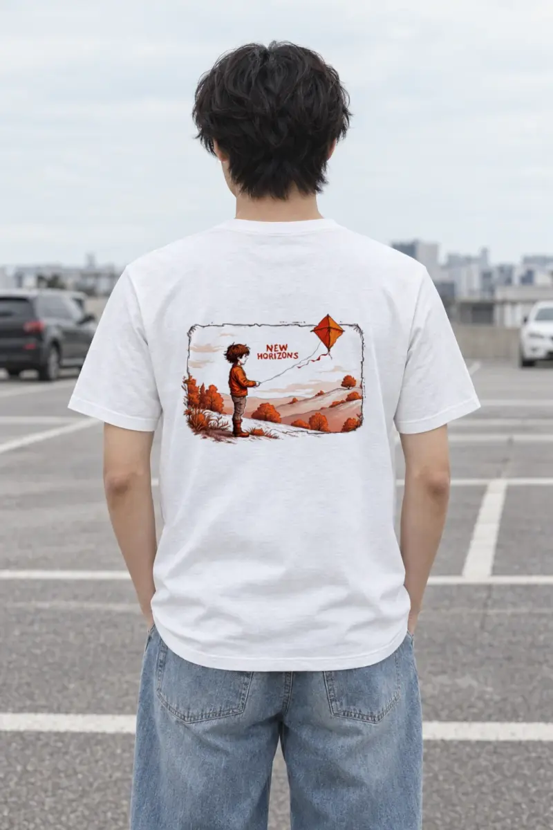 "Autumn Kite Flight" Heavyweight Unisex Crewneck T-shirt | Gildan 5000