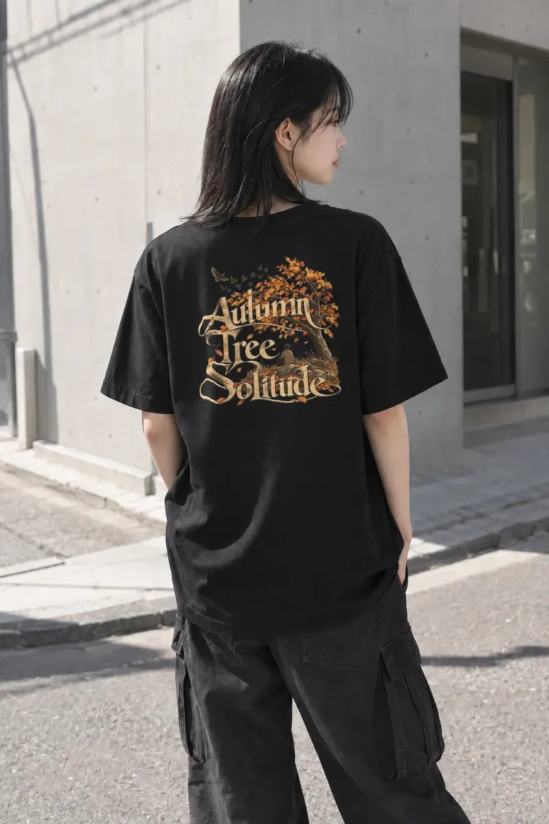 "Autumn Tree Solitude" Heavyweight Unisex Crewneck T-shirt | Gildan 5000