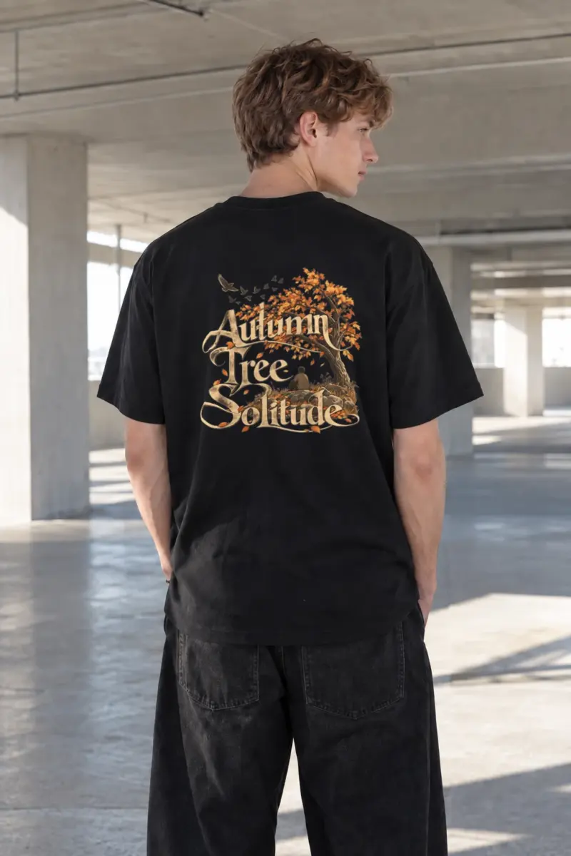 "Autumn Tree Solitude" Heavyweight Unisex Crewneck T-shirt | Gildan 5000