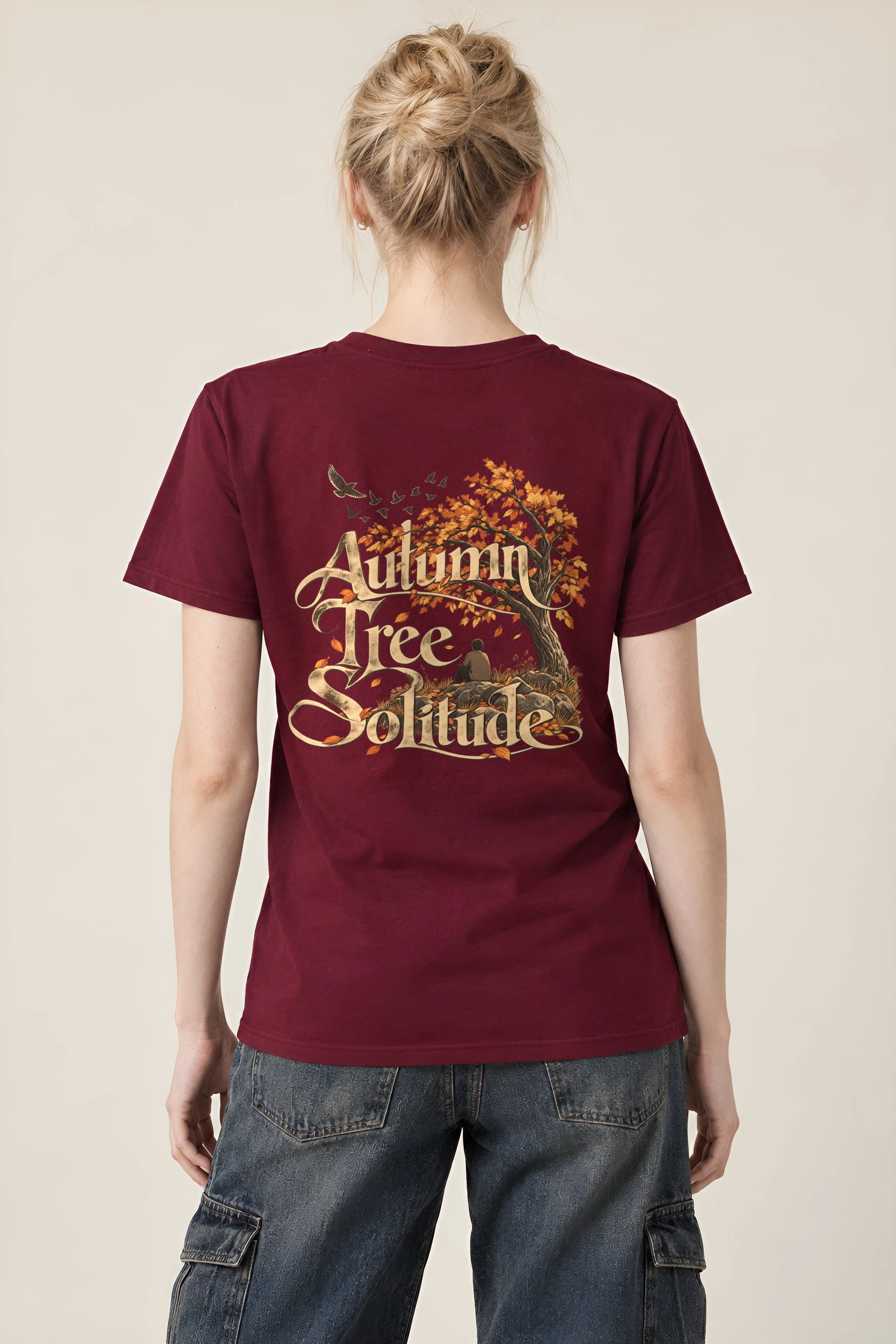 "Autumn Tree Solitude" Heavyweight Unisex Crewneck T-shirt