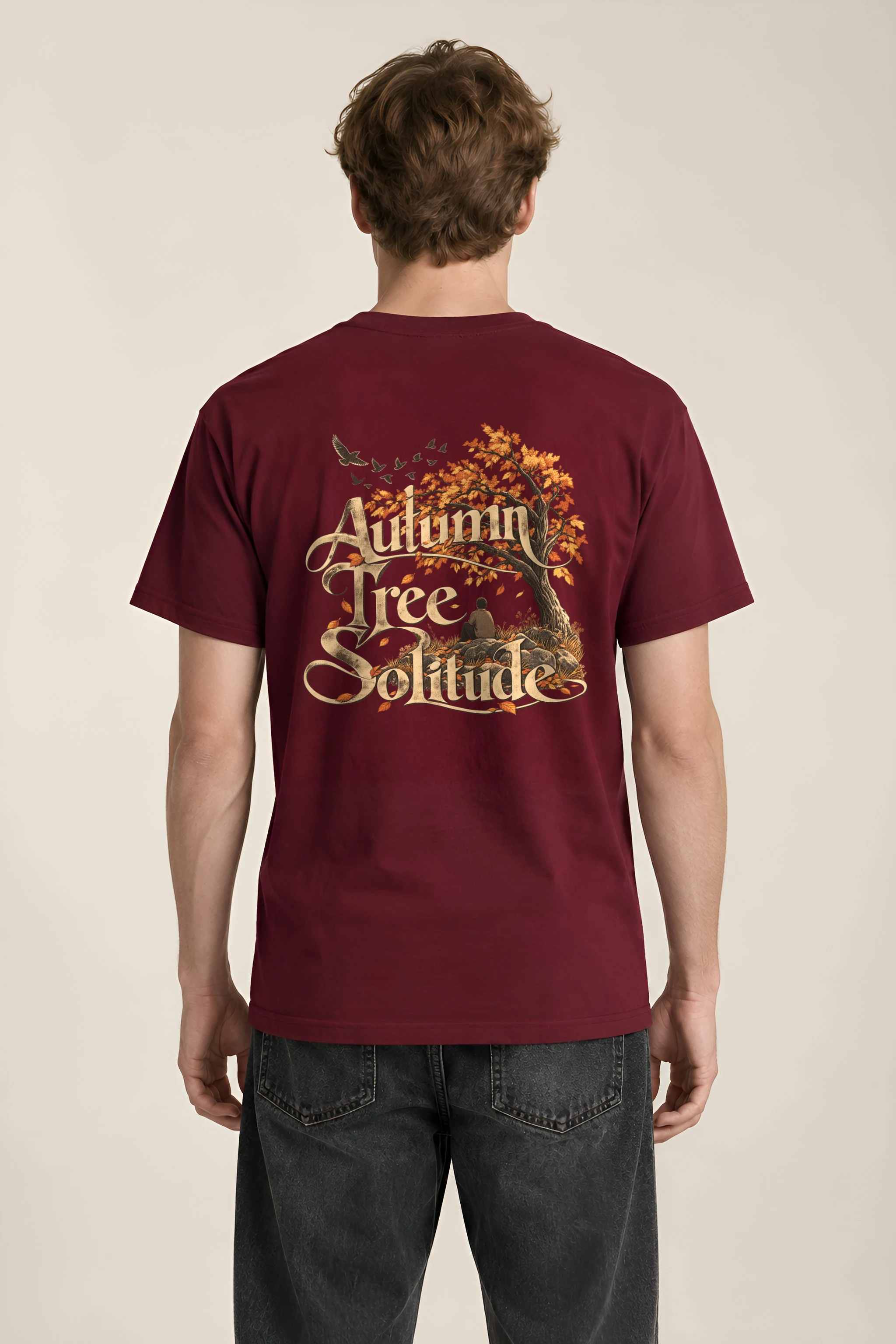 "Autumn Tree Solitude" Heavyweight Unisex Crewneck T-shirt