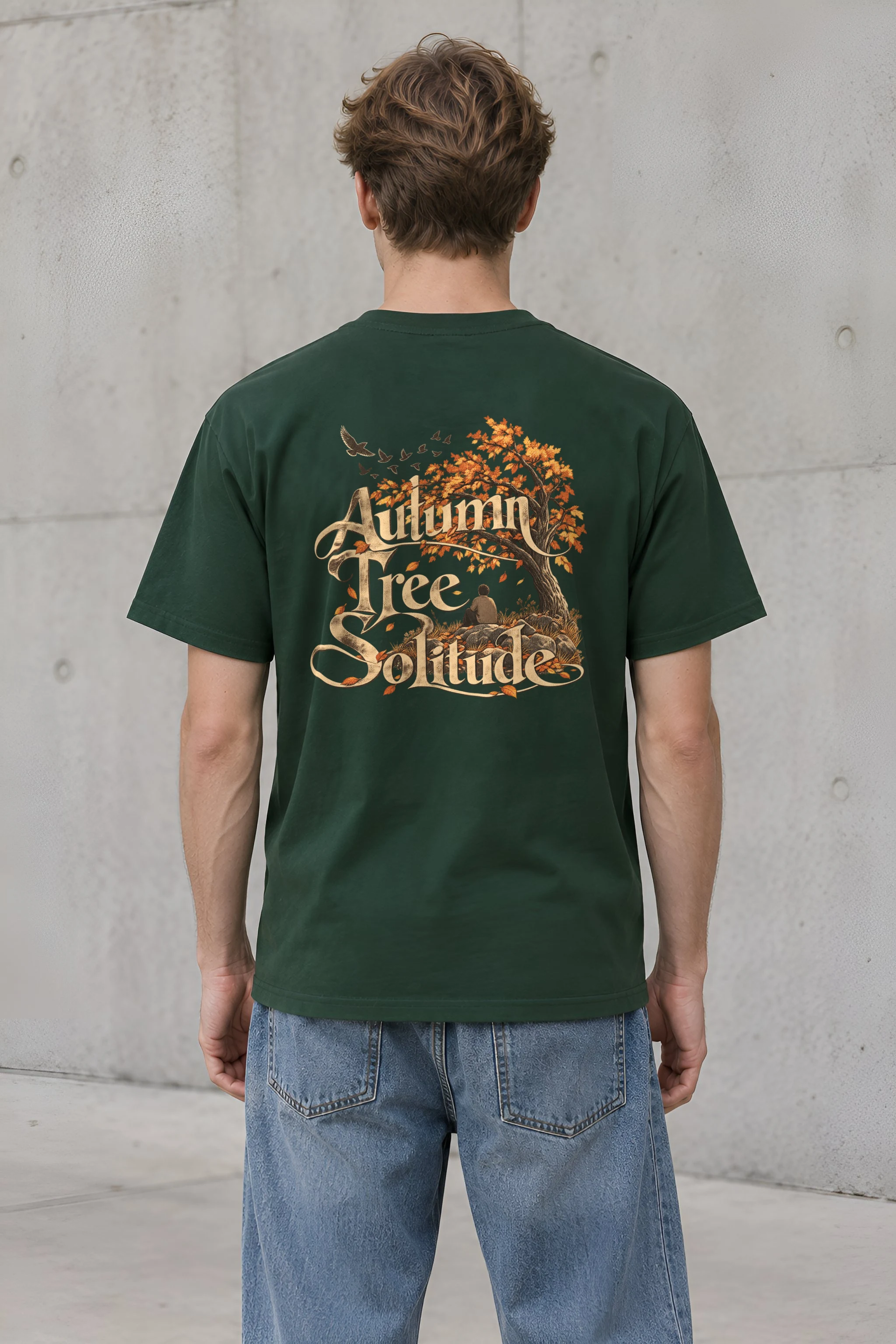 "Autumn Tree Solitude" Heavyweight Unisex Crewneck T-shirt