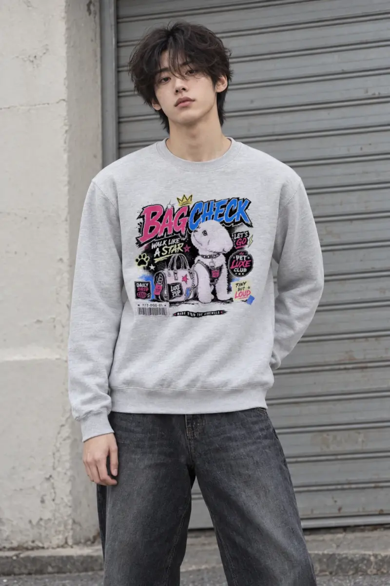 "Bag Check Pup" Heavy Blend Unisex Crewneck Sweatshirt
