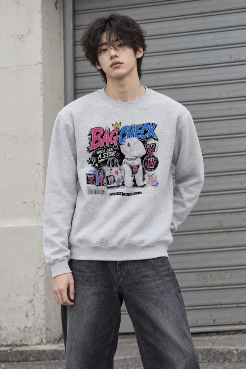 "Bag Check Pup" Heavy Blend Unisex Crewneck Sweatshirt