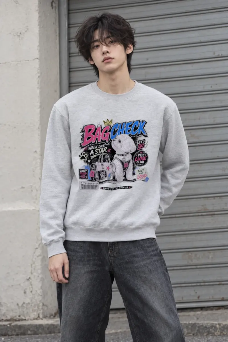 "Bag Check Pup" Heavy Blend Unisex Crewneck Sweatshirt