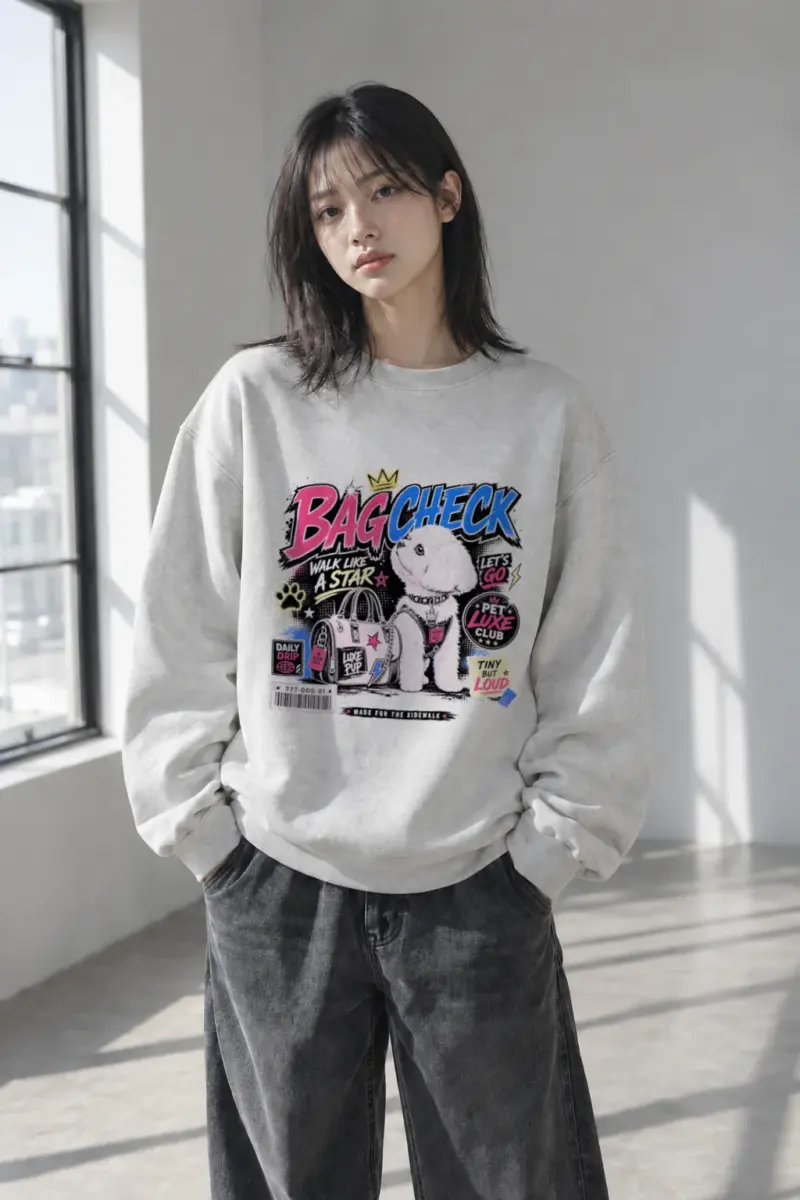 "Bag Check Pup" Heavy Blend Unisex Crewneck Sweatshirt | Gildan 18000