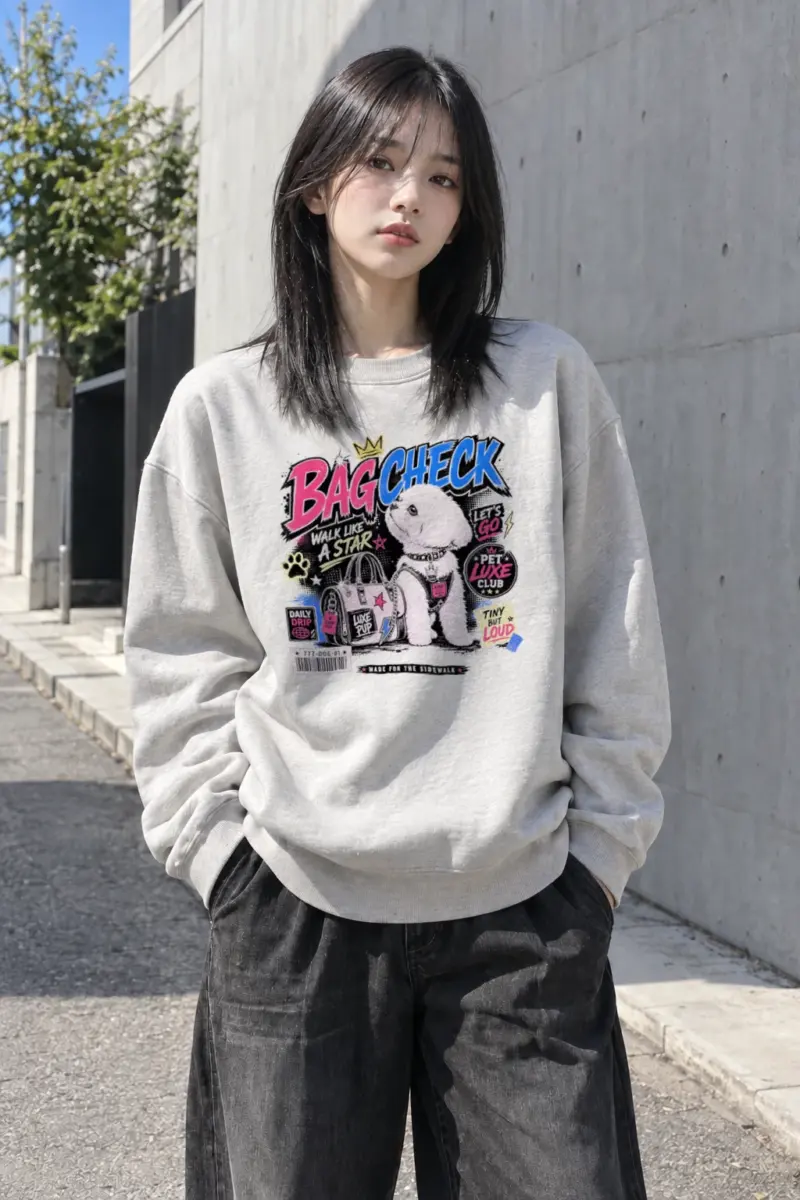 "Bag Check Pup" Heavy Blend Unisex Crewneck Sweatshirt | Gildan 18000