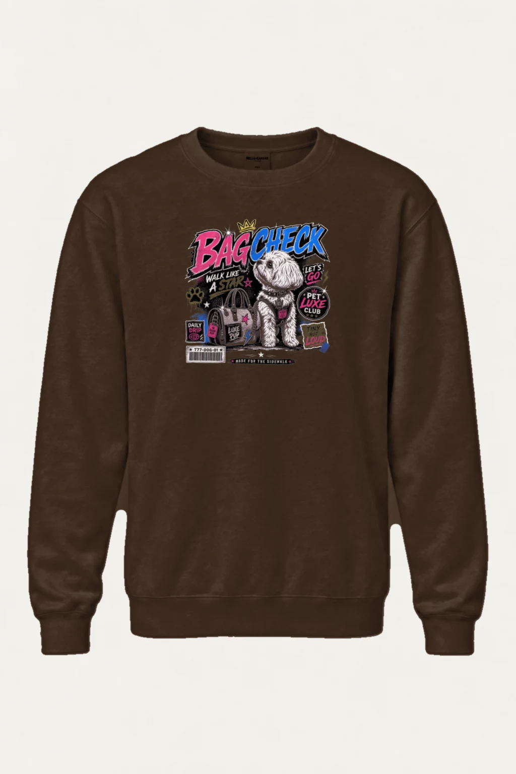 "Bag Check Pup" Heavy Blend Unisex Crewneck Sweatshirt | Gildan 18000