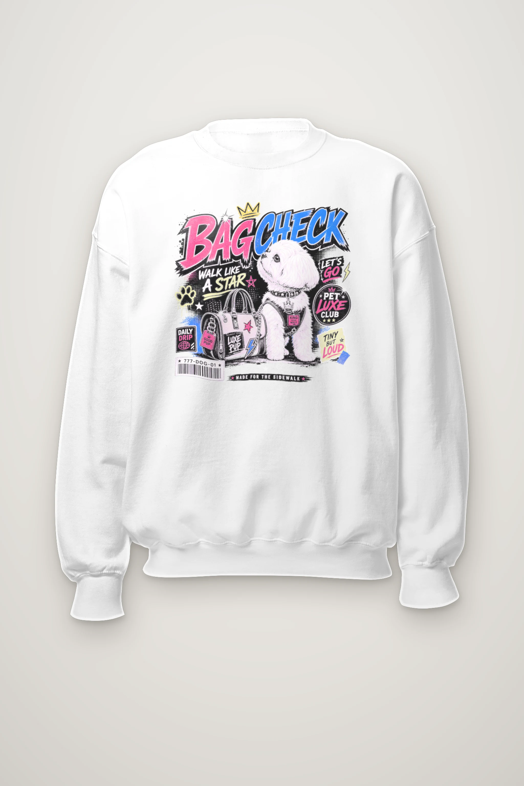 "Bag Check Pup" Heavy Blend Unisex Crewneck Sweatshirt